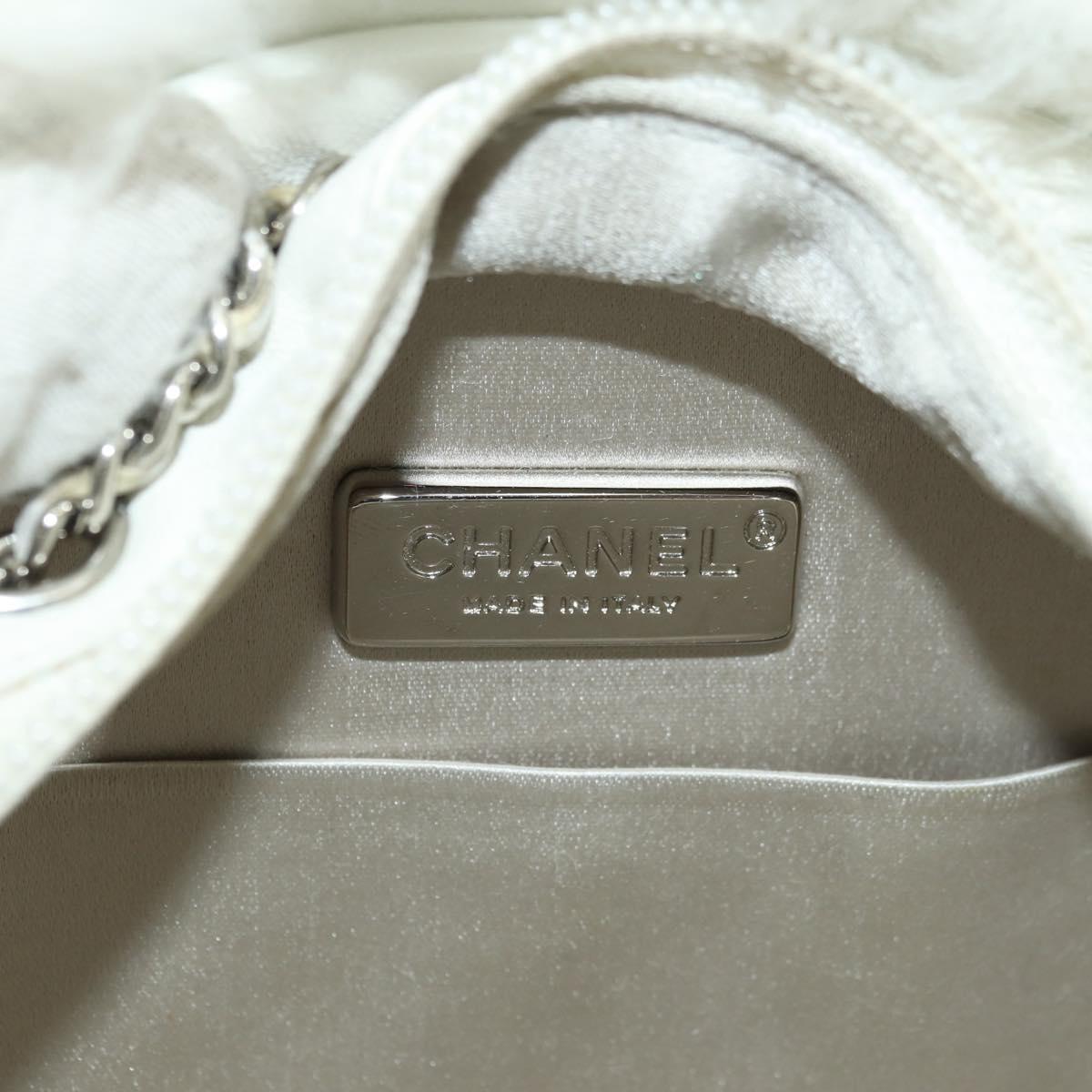 CHANEL Chain Shoulder Bag Fur White Silver CC Auth 177221V
