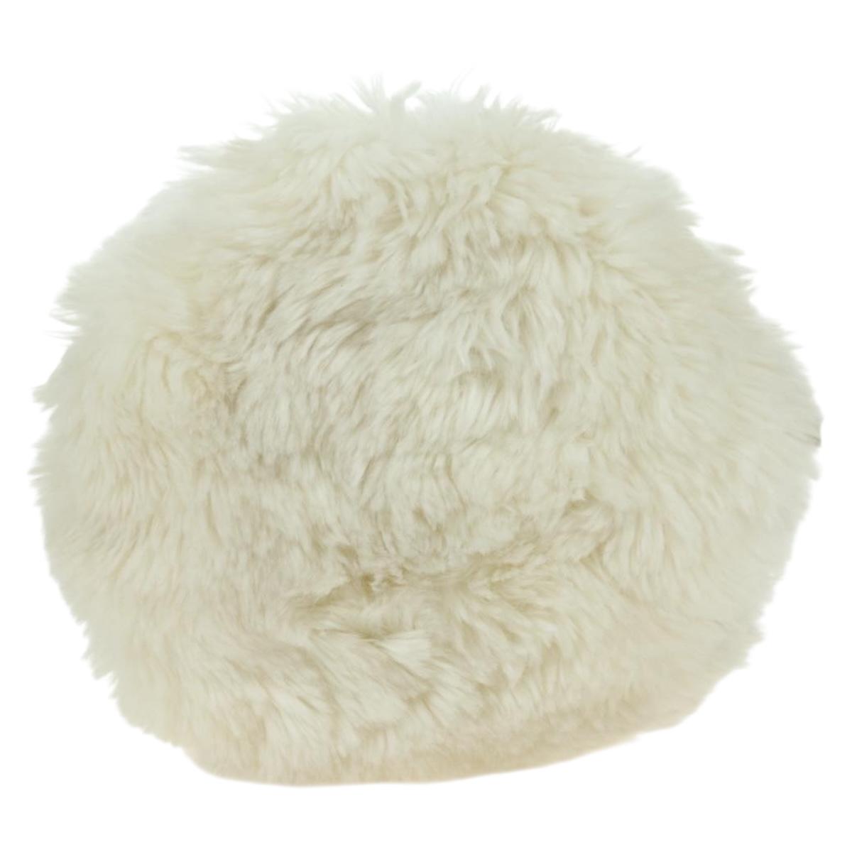 CHANEL Chain Shoulder Bag Fur White Silver CC Auth 177221V