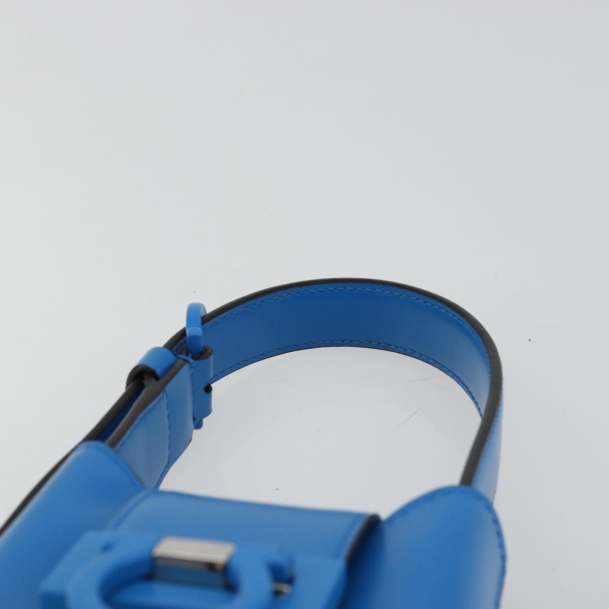 Salvatore Ferragamo Gancini Hand Bag Leather Blue Silver Auth 177222A