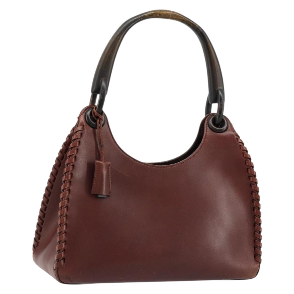 GUCCI Shoulder Bag Leather Wood Brown 106237 Auth 177226A