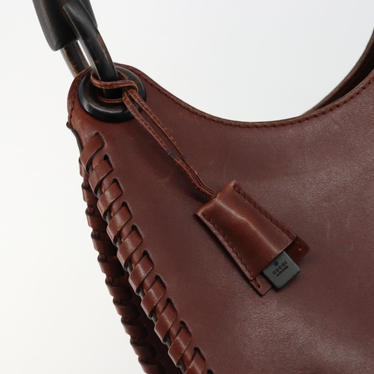 GUCCI Shoulder Bag Leather Wood Brown 106237 Auth 177226A