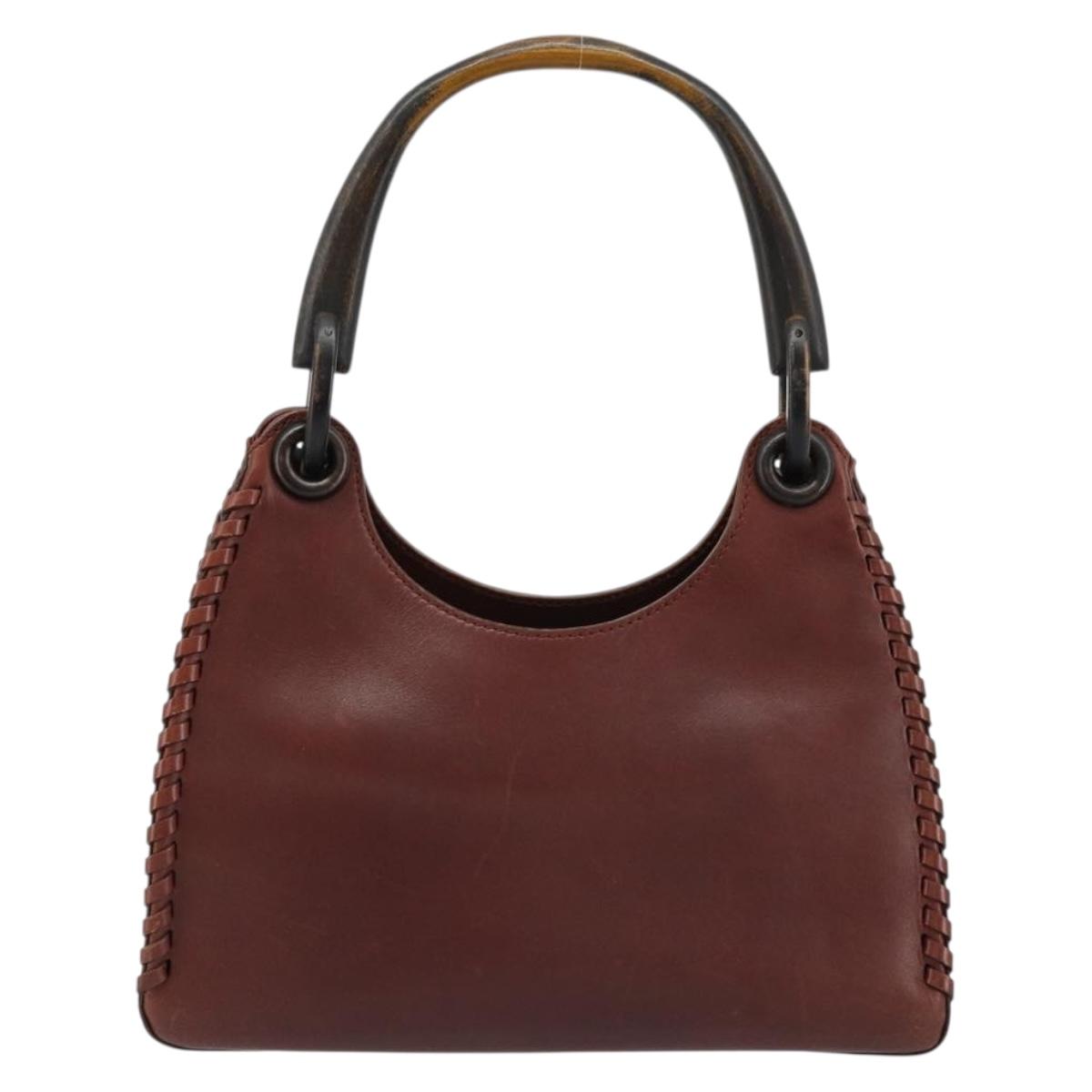GUCCI Shoulder Bag Leather Wood Brown 106237 Auth 177226A