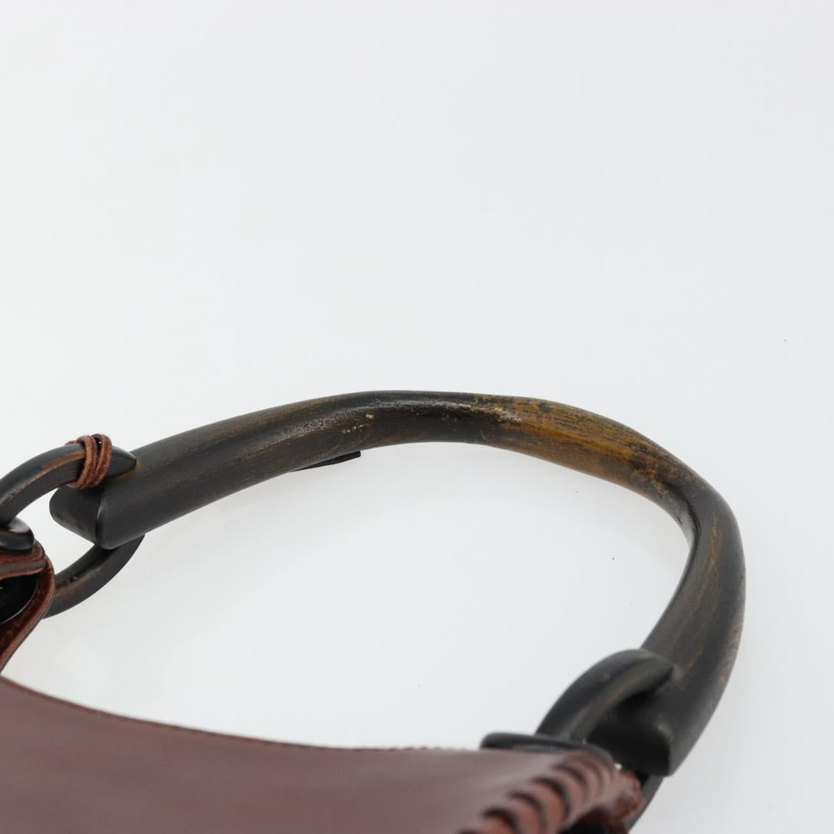 GUCCI Shoulder Bag Leather Wood Brown 106237 Auth 177226A