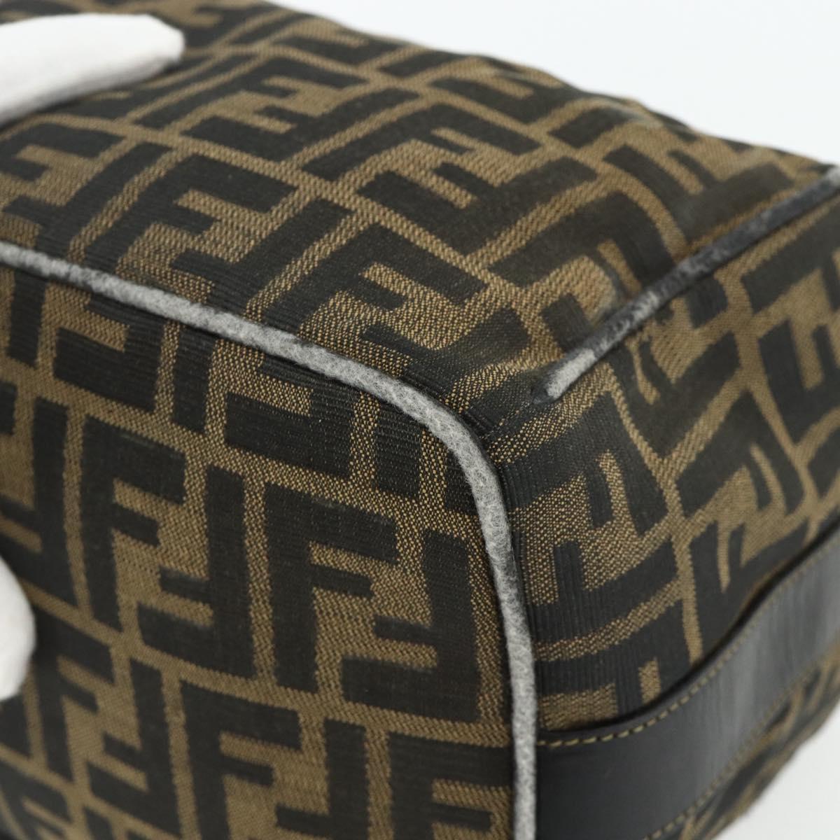 FENDI Zucca Canvas Hand Bag Black Brown Auth 177235