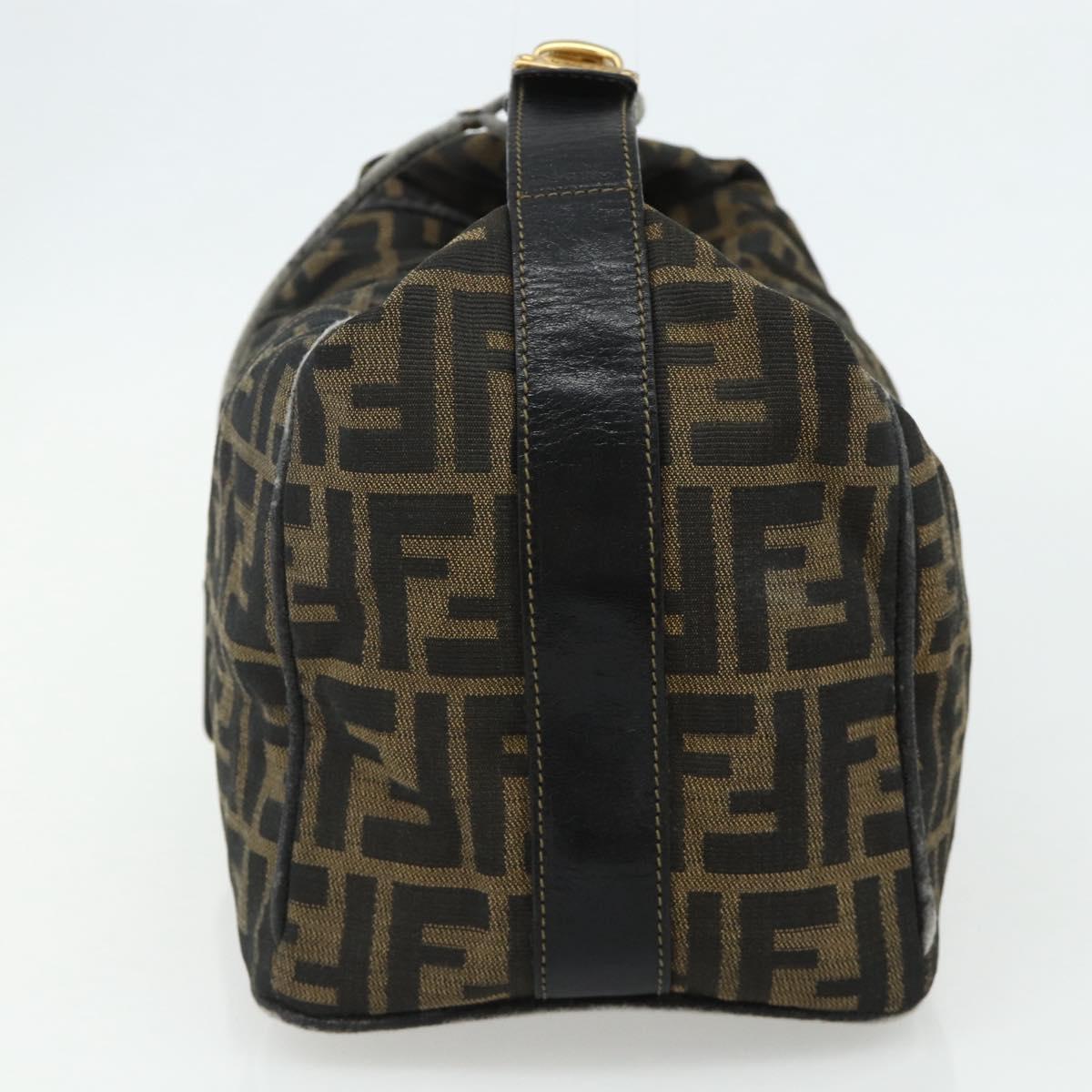 FENDI Zucca Canvas Hand Bag Black Brown Auth 177235
