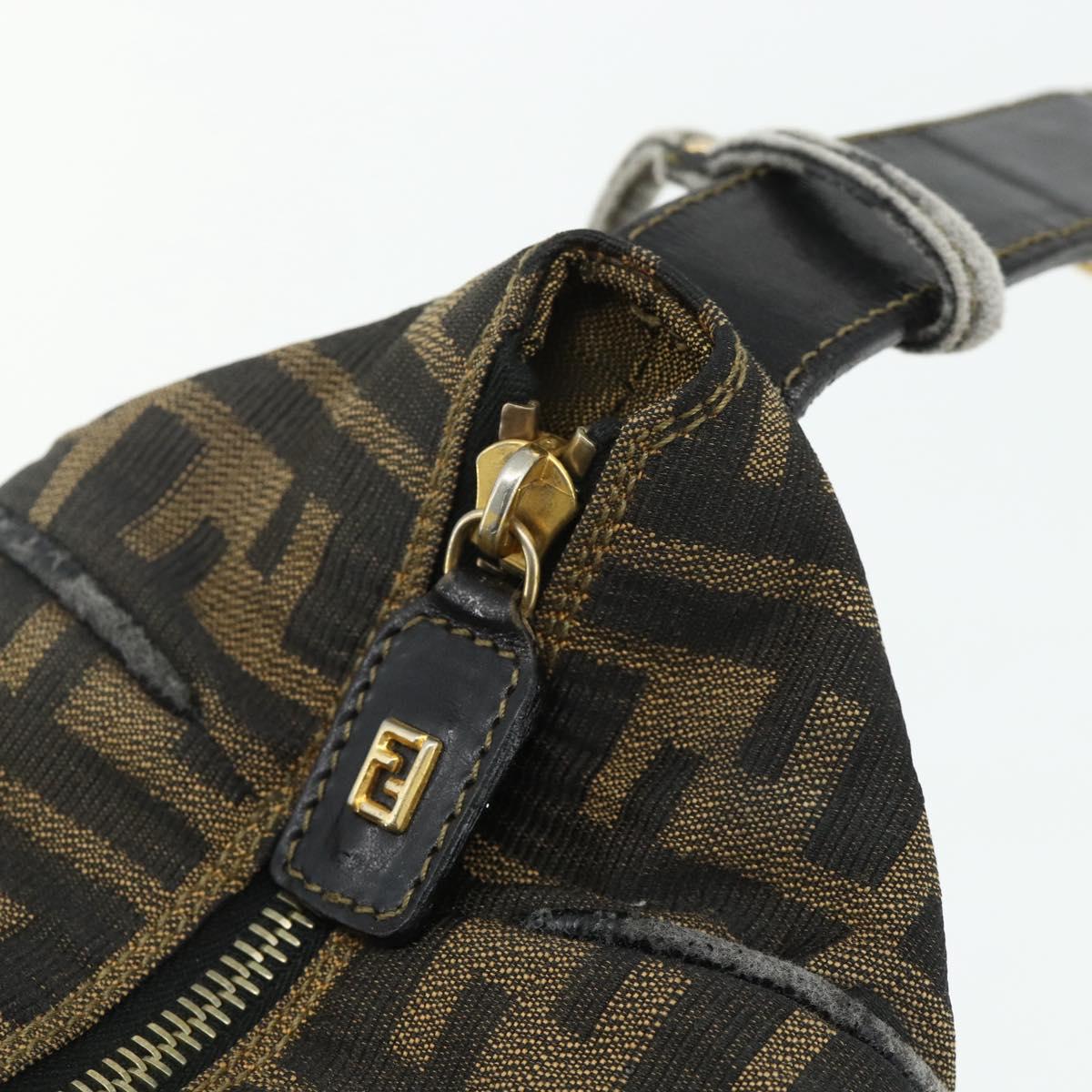 FENDI Zucca Canvas Hand Bag Black Brown Auth 177235