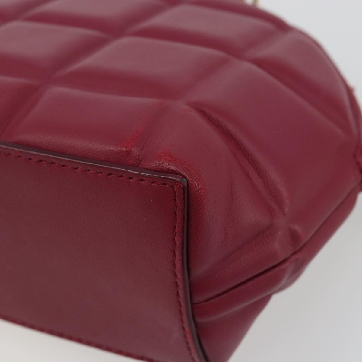BOTTEGA VENETA Padded Half Moon Chain Bag Leather Bordeaux Gold Auth 177240A