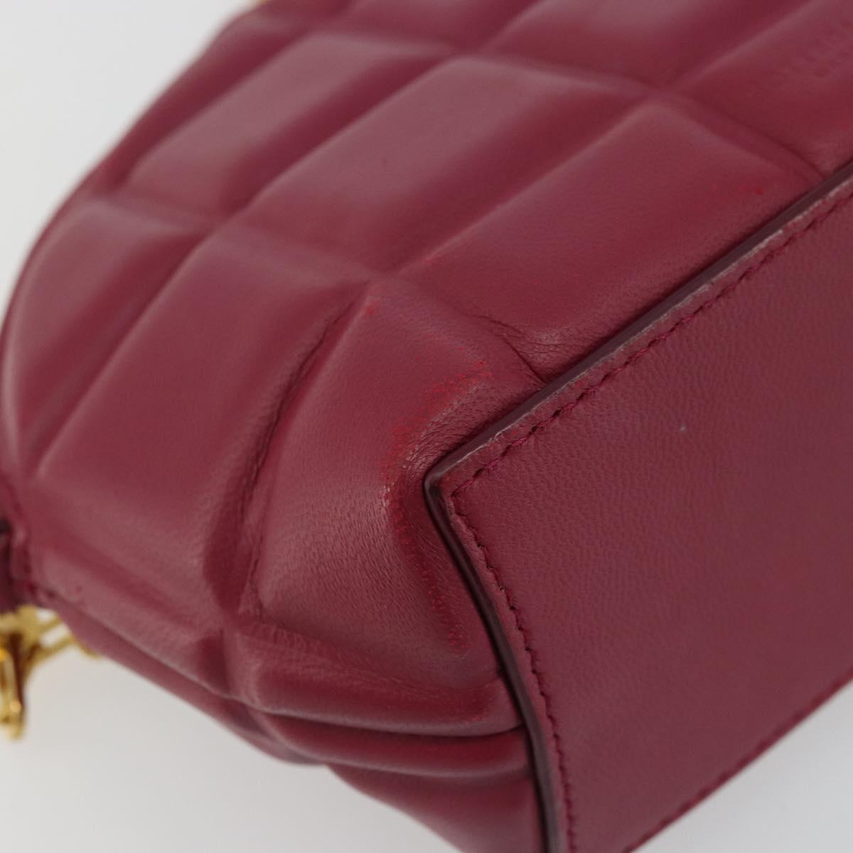 BOTTEGA VENETA Padded Half Moon Chain Bag Leather Bordeaux Gold Auth 177240A