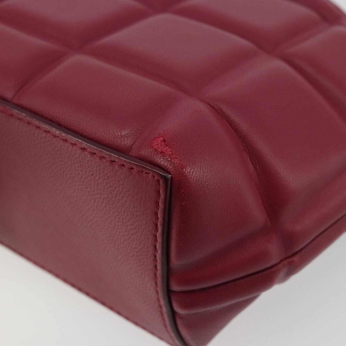 BOTTEGA VENETA Padded Half Moon Chain Bag Leather Bordeaux Gold Auth 177240A