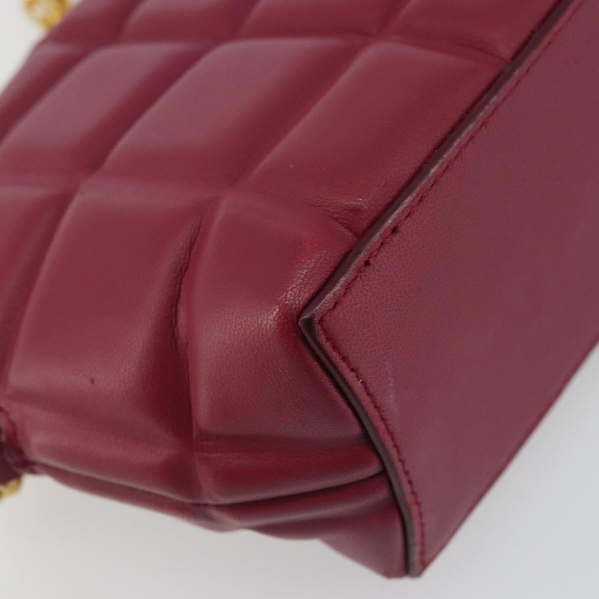 BOTTEGA VENETA Padded Half Moon Chain Bag Leather Bordeaux Gold Auth 177240A