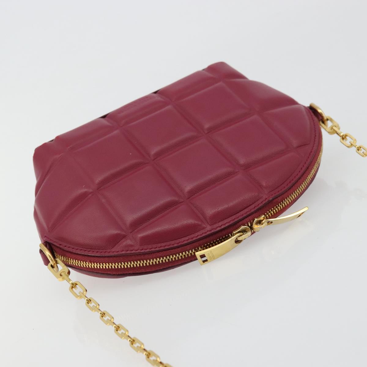 BOTTEGA VENETA Padded Half Moon Chain Bag Leather Bordeaux Gold Auth 177240A