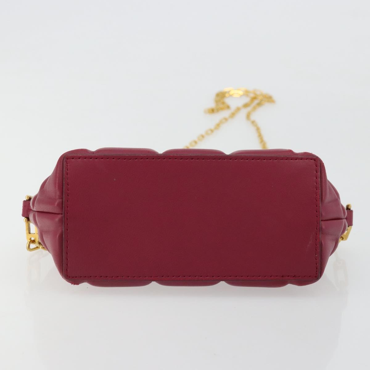 BOTTEGA VENETA Padded Half Moon Chain Bag Leather Bordeaux Gold Auth 177240A