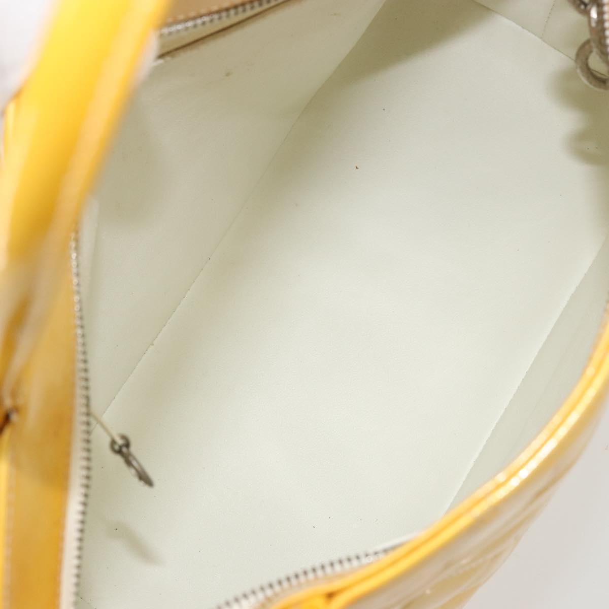 CHANEL Standard Tote Bag Patent leather Yellow CC Auth 177242