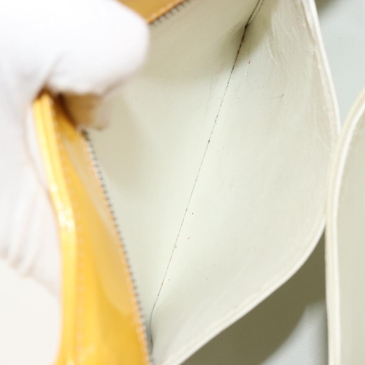CHANEL Standard Tote Bag Patent leather Yellow CC Auth 177242