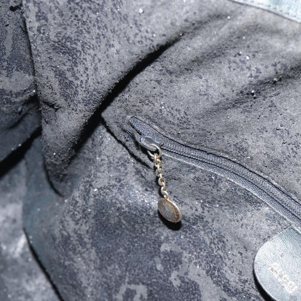 GUCCI Bamboo Shoulder Bag Leather 2way Black Gold Auth 177243
