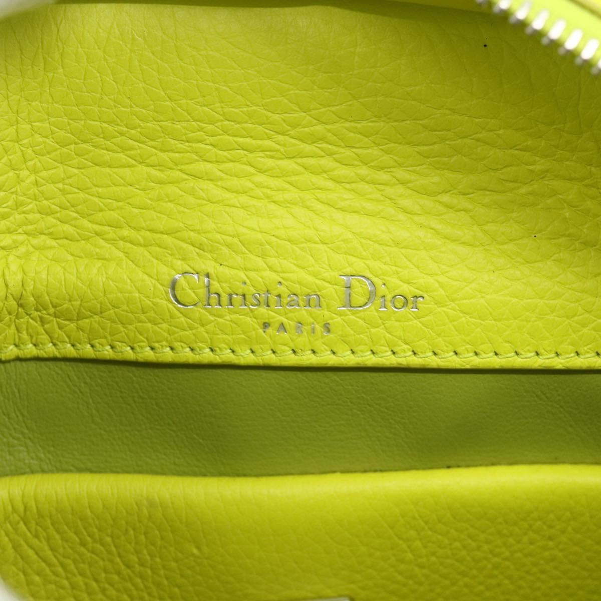 Christian Dior Open Bar Hand Bag Leather Yellow Silver Auth 177259A