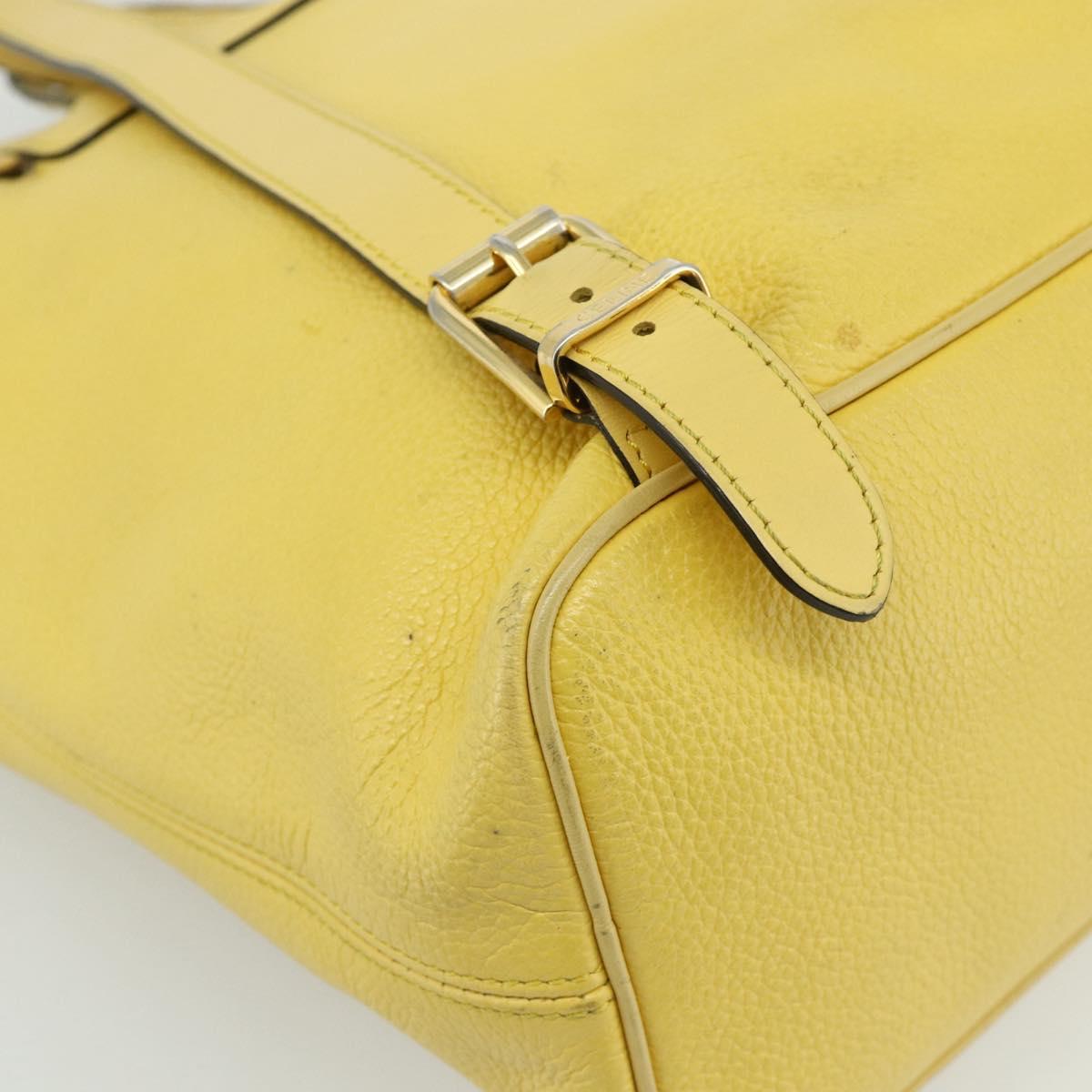 CELINE Backpack Leather Yellow Gold Auth 177264