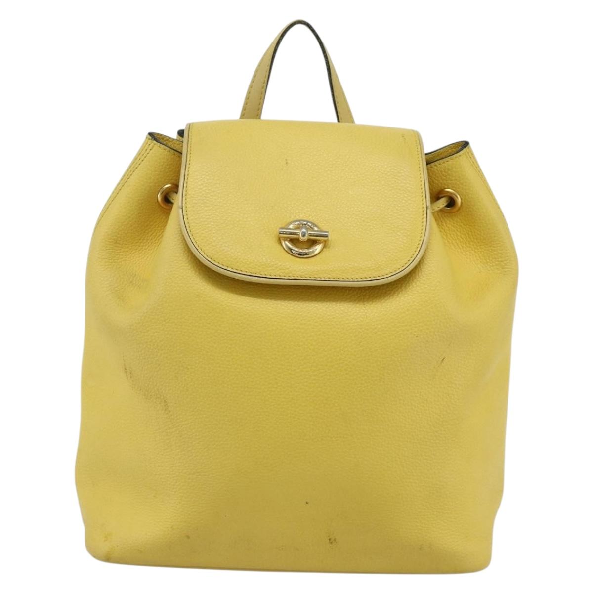 CELINE Backpack Leather Yellow Gold Auth 177264