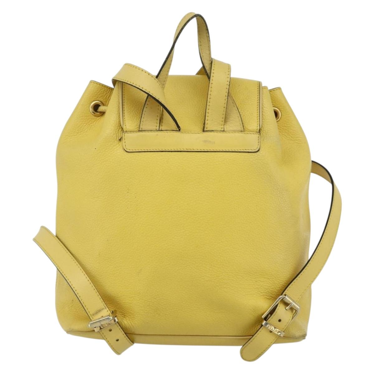 CELINE Backpack Leather Yellow Gold Auth 177264
