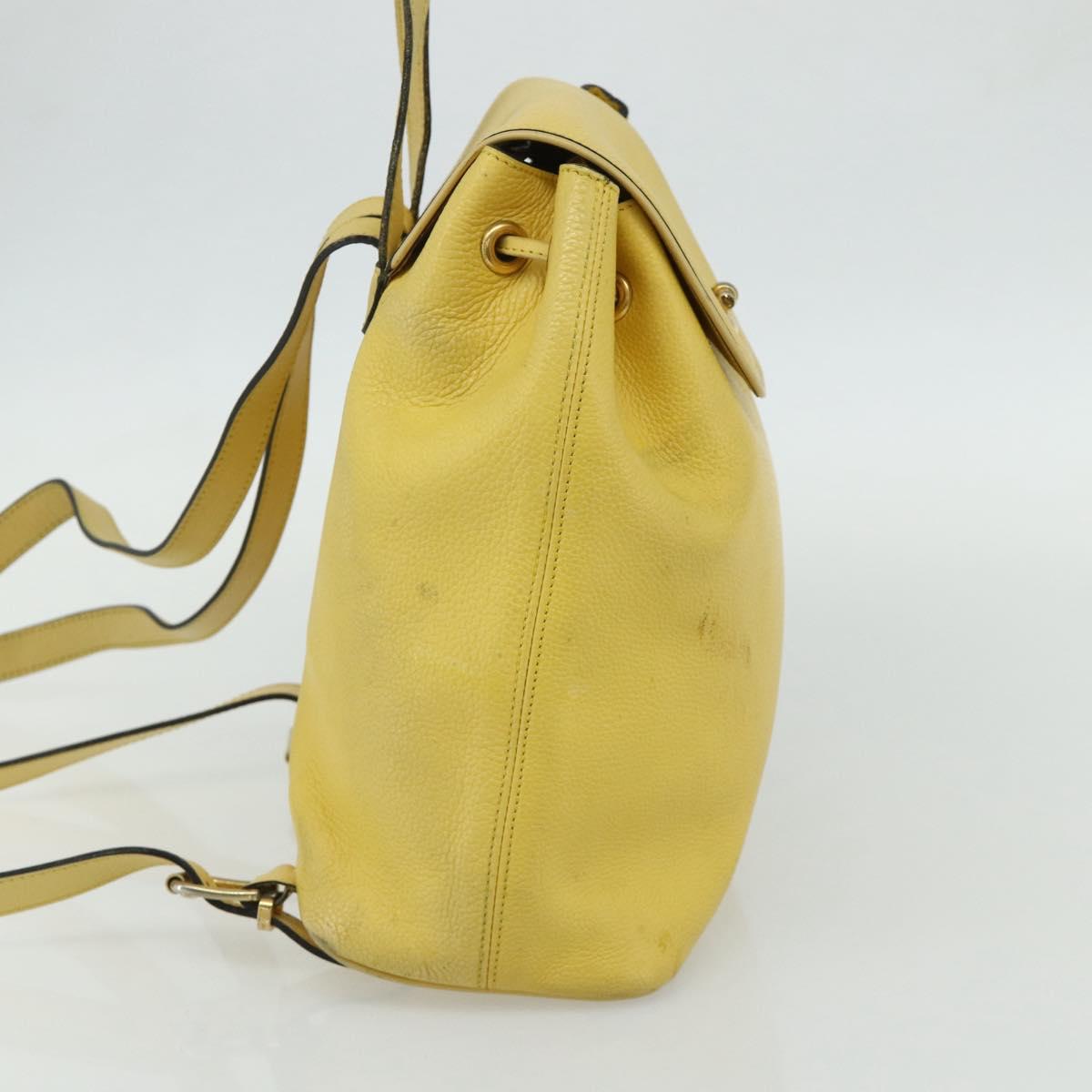 CELINE Backpack Leather Yellow Gold Auth 177264