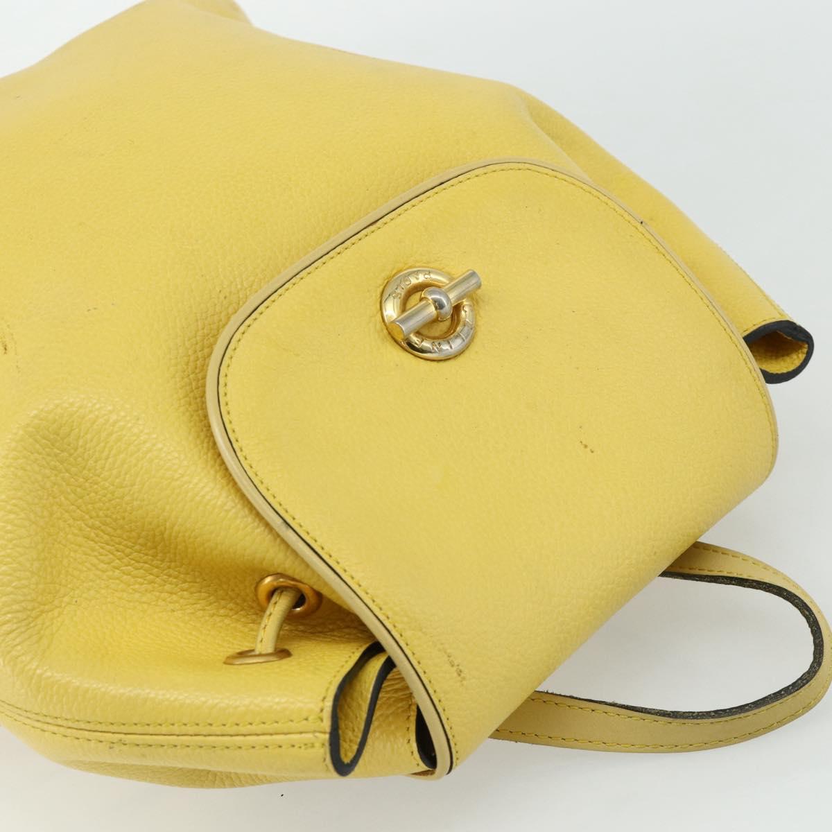 CELINE Backpack Leather Yellow Gold Auth 177264