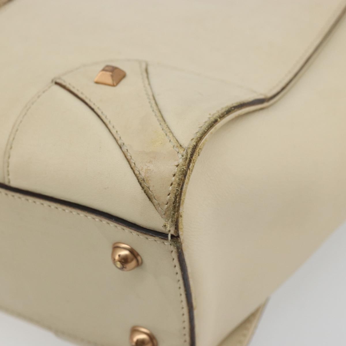 GUCCI GG Canvas Hand Bag Leather Beige Gold 120895 Auth 177265