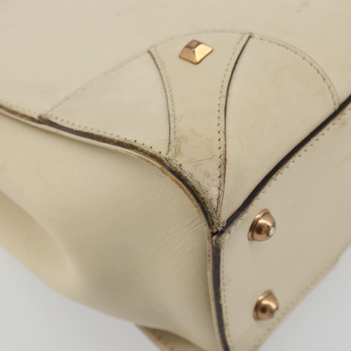 GUCCI GG Canvas Hand Bag Leather Beige Gold 120895 Auth 177265