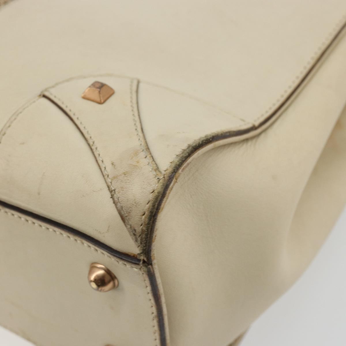 GUCCI GG Canvas Hand Bag Leather Beige Gold 120895 Auth 177265