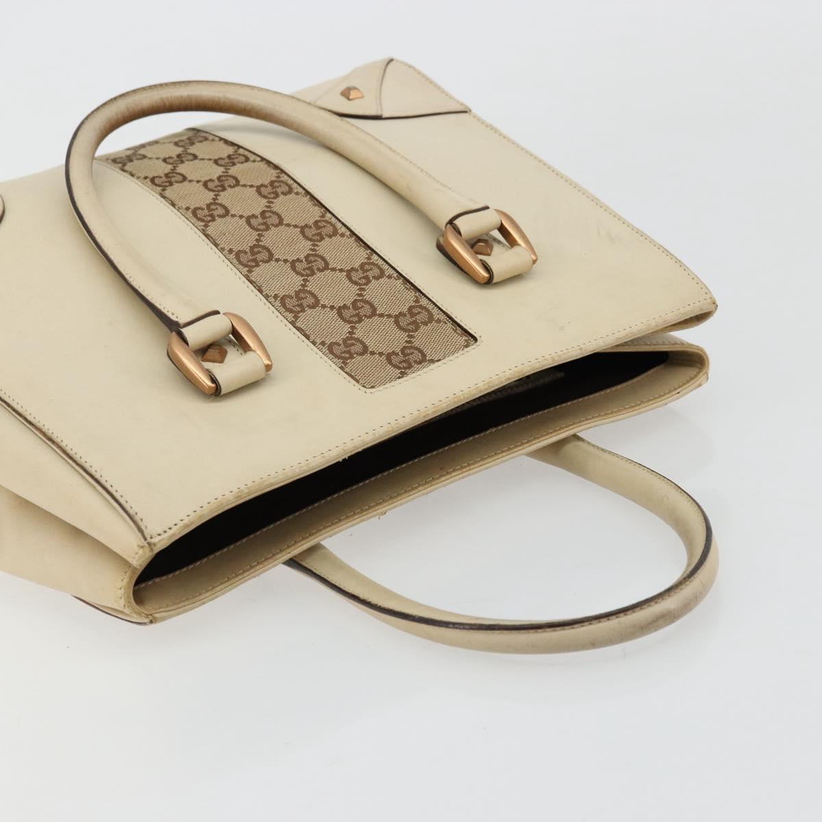 GUCCI GG Canvas Hand Bag Leather Beige Gold 120895 Auth 177265