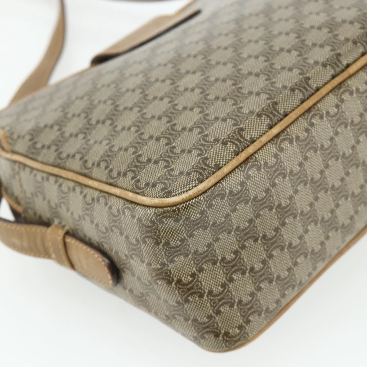 CELINE Macadam Canvas Shoulder Bag PVC Beige Gold Auth 177275A