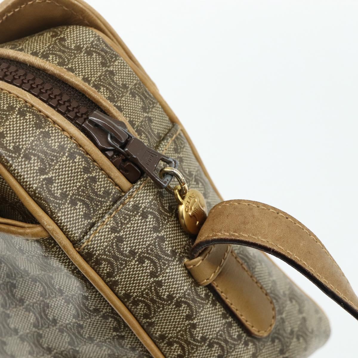 CELINE Macadam Canvas Shoulder Bag PVC Beige Gold Auth 177275A