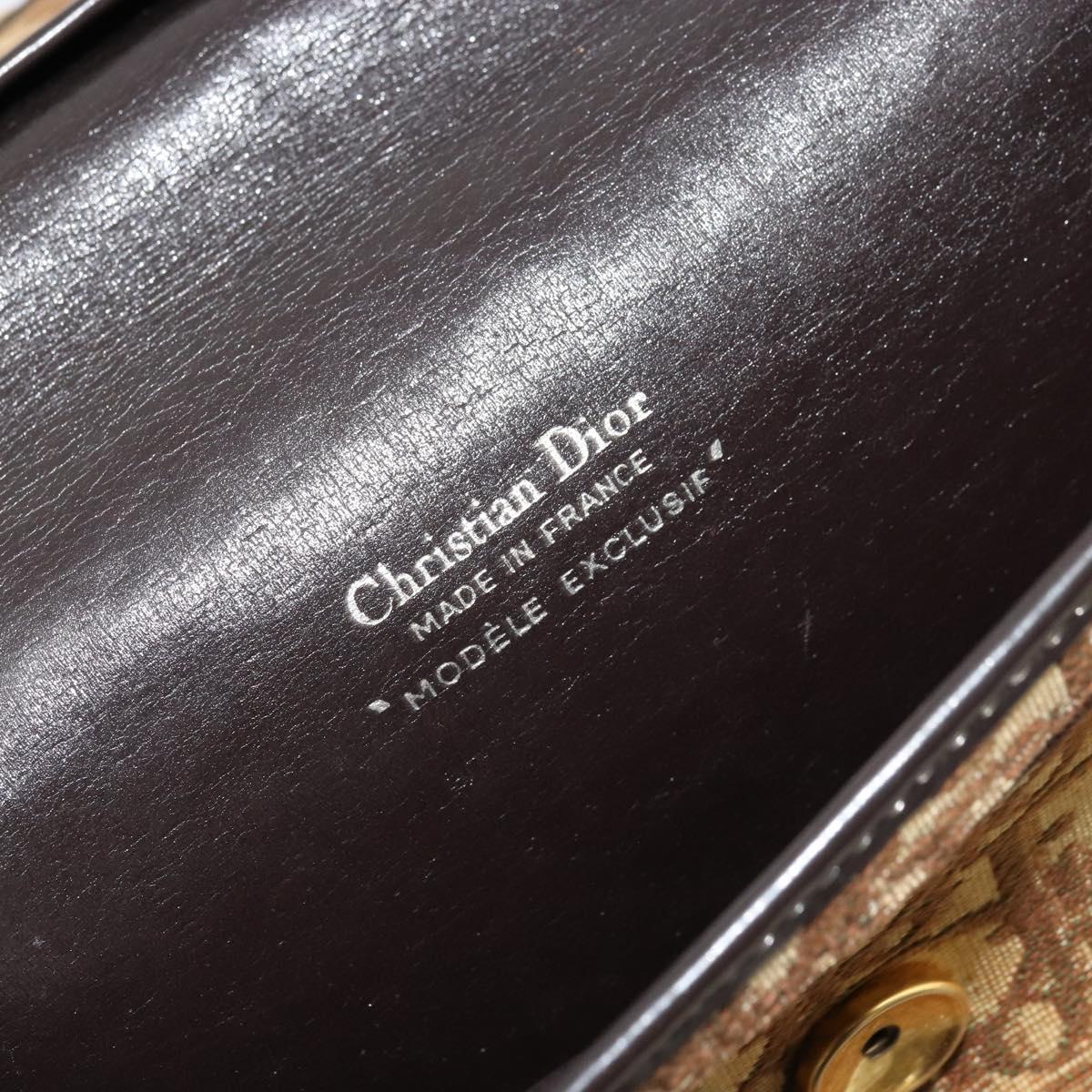 Christian Dior Trotter Canvas Shoulder Bag Beige Gold Auth 177276A