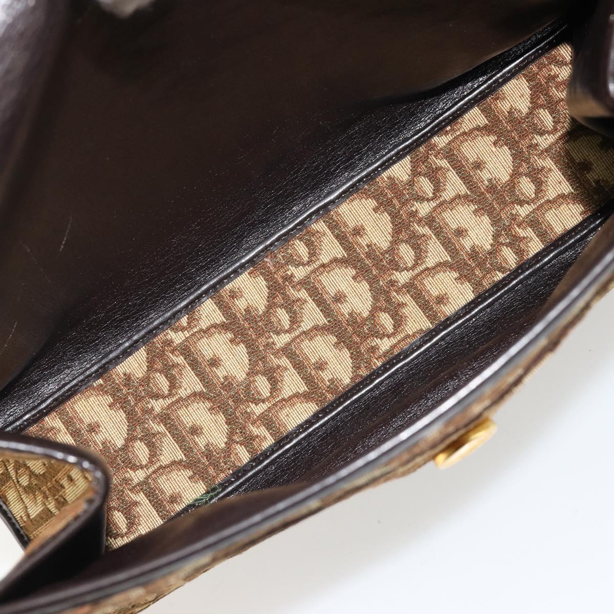 Christian Dior Trotter Canvas Shoulder Bag Beige Gold Auth 177276A