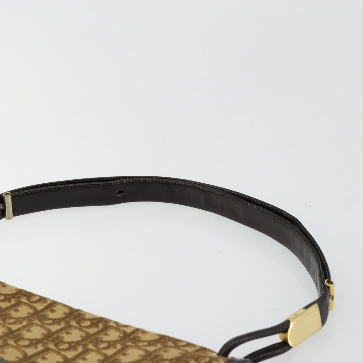 Christian Dior Trotter Canvas Shoulder Bag Beige Gold Auth 177276A