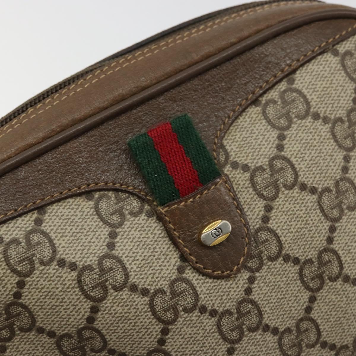 GUCCI GG Supreme Web Sherry Line Bag PVC Beige Gold 89 02 066 Auth 177279