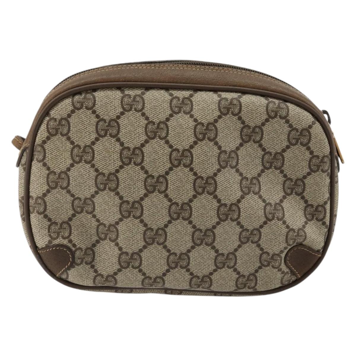 GUCCI GG Supreme Web Sherry Line Bag PVC Beige Gold 89 02 066 Auth 177279