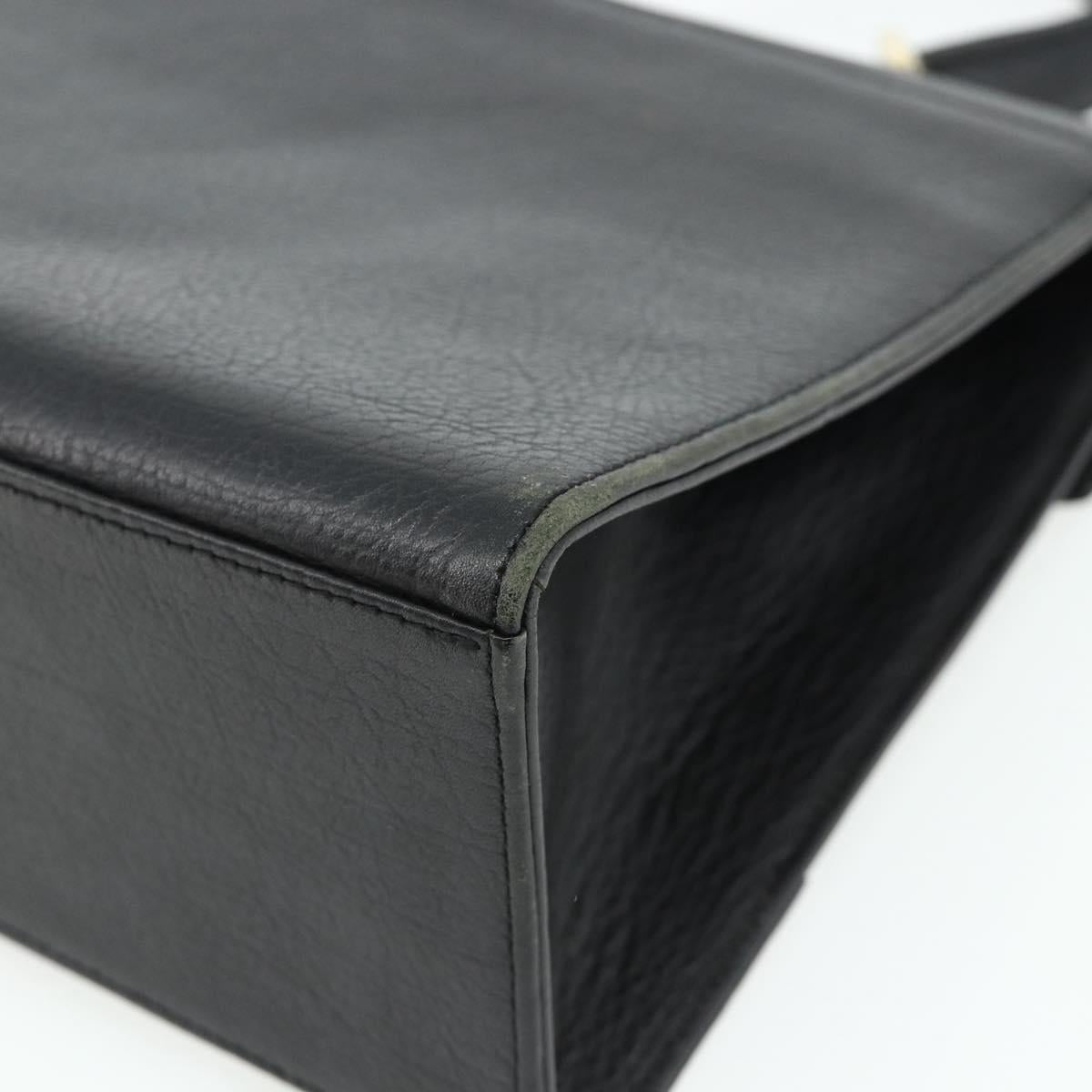 SAINT LAURENT Hand Bag Leather Black Gold Auth 177280A