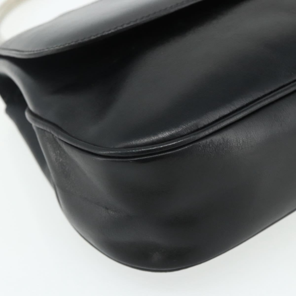 GUCCI Hand Bag Leather Black Auth 177281A