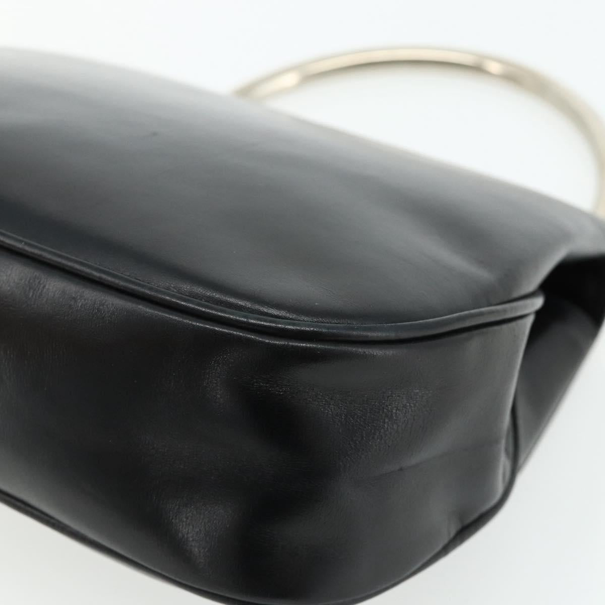 GUCCI Hand Bag Leather Black Auth 177281A
