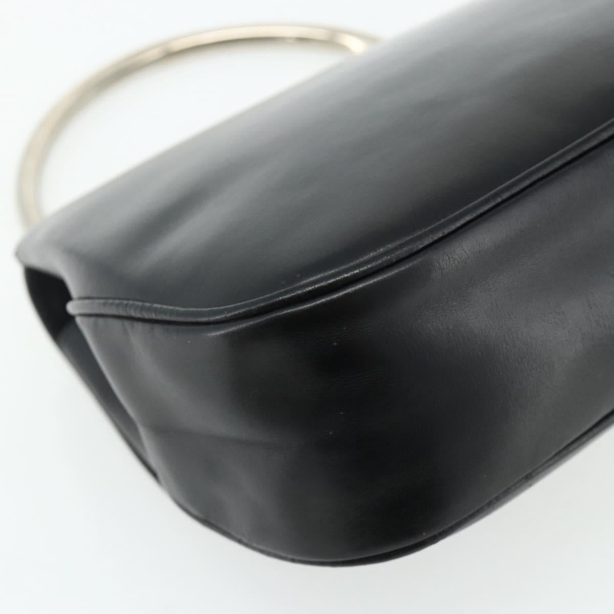 GUCCI Hand Bag Leather Black Auth 177281A