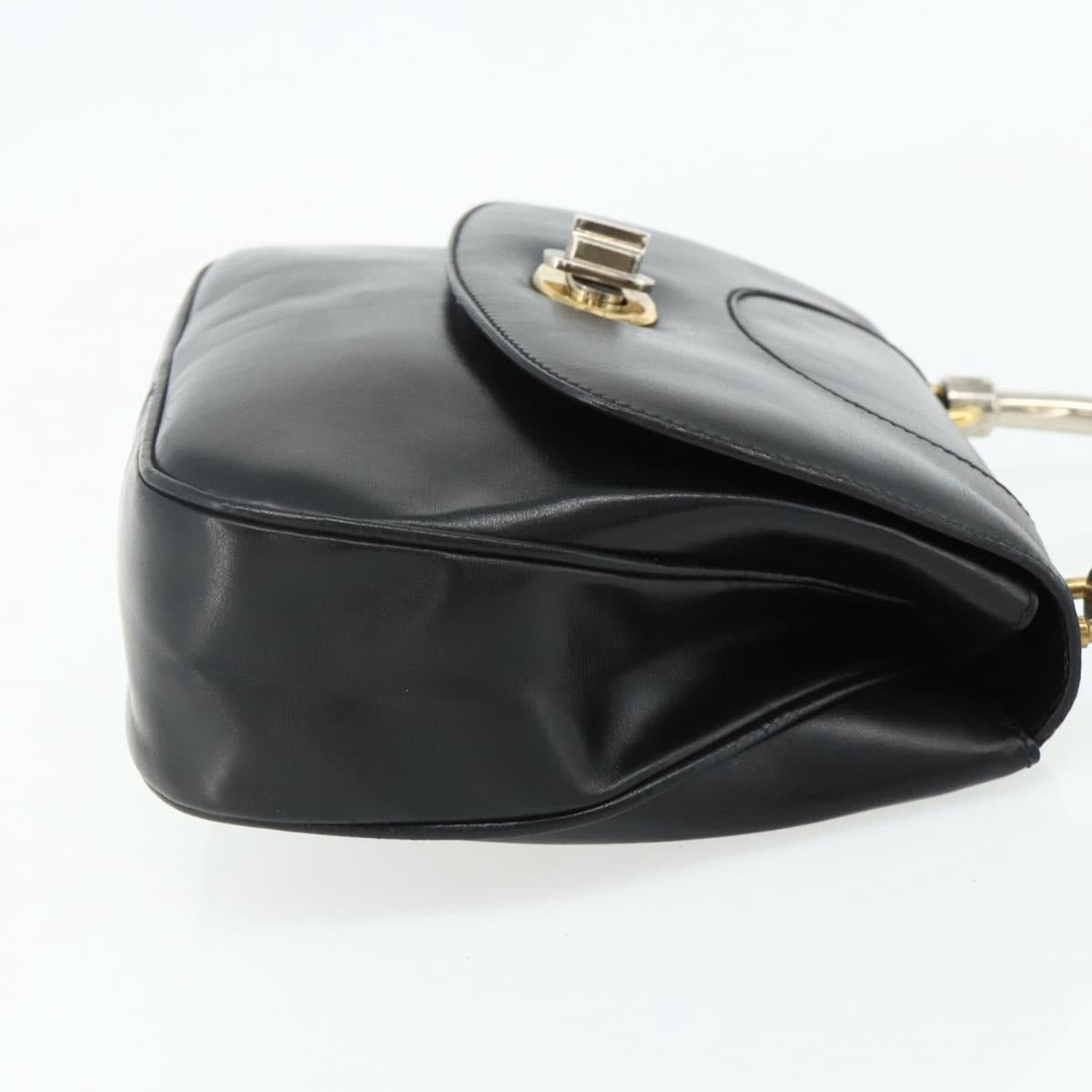 GUCCI Hand Bag Leather Black Auth 177281A