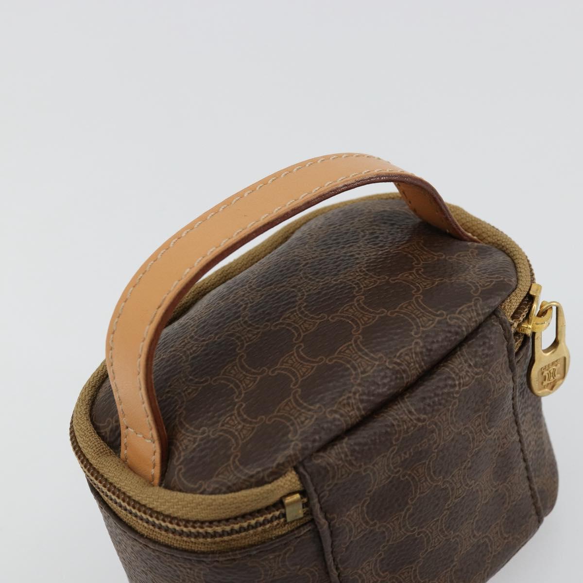 CELINE Macadam Canvas Hand pouch Hand Bag PVC Leather Brown Gold Auth 177287A