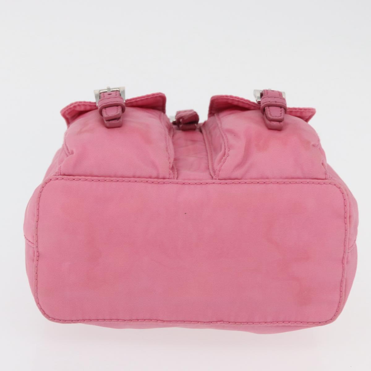 PRADA Chain Shoulder Bag Nylon Pink Silver Auth 177289A