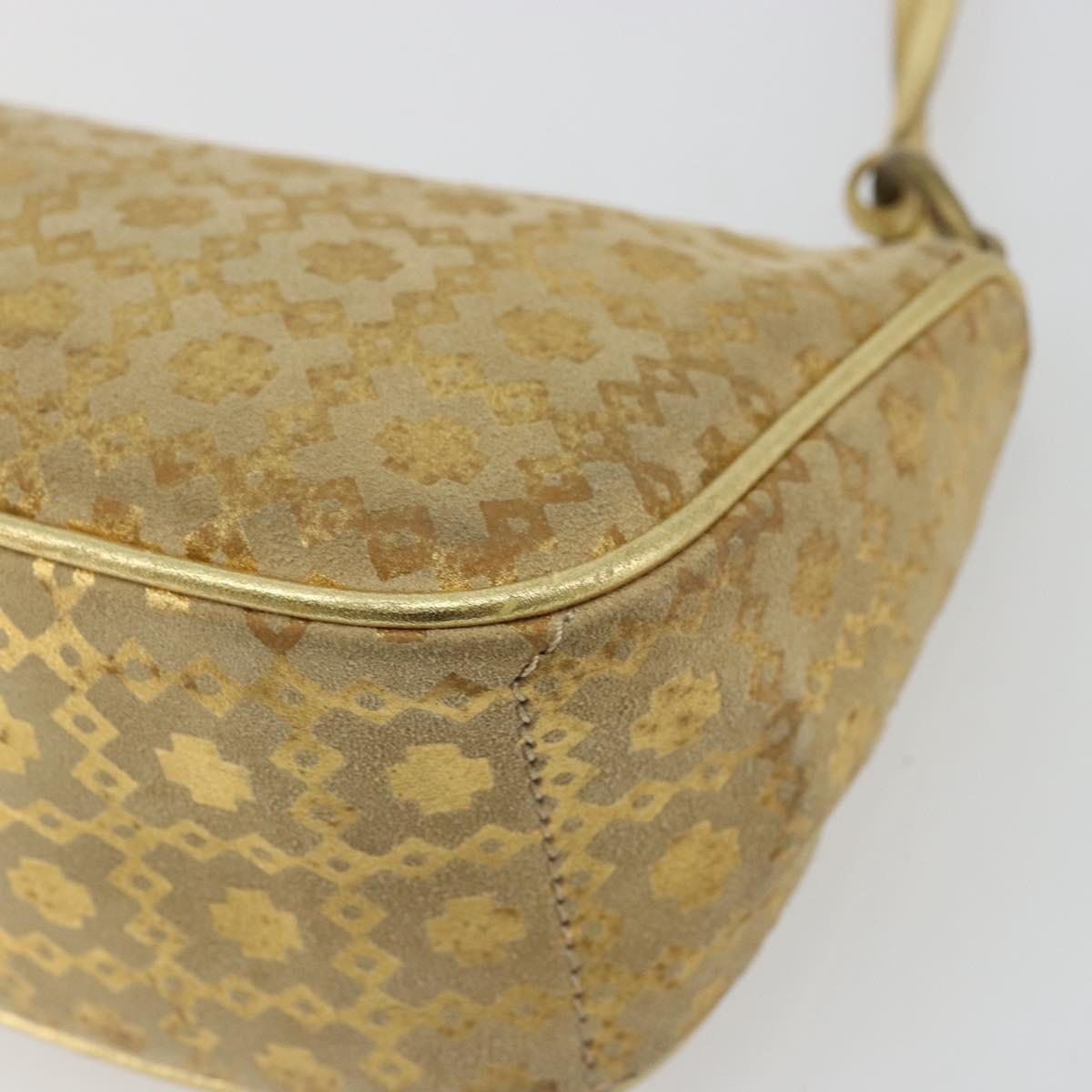 CELINE Shoulder Bag Suede Gold Auth 177291A
