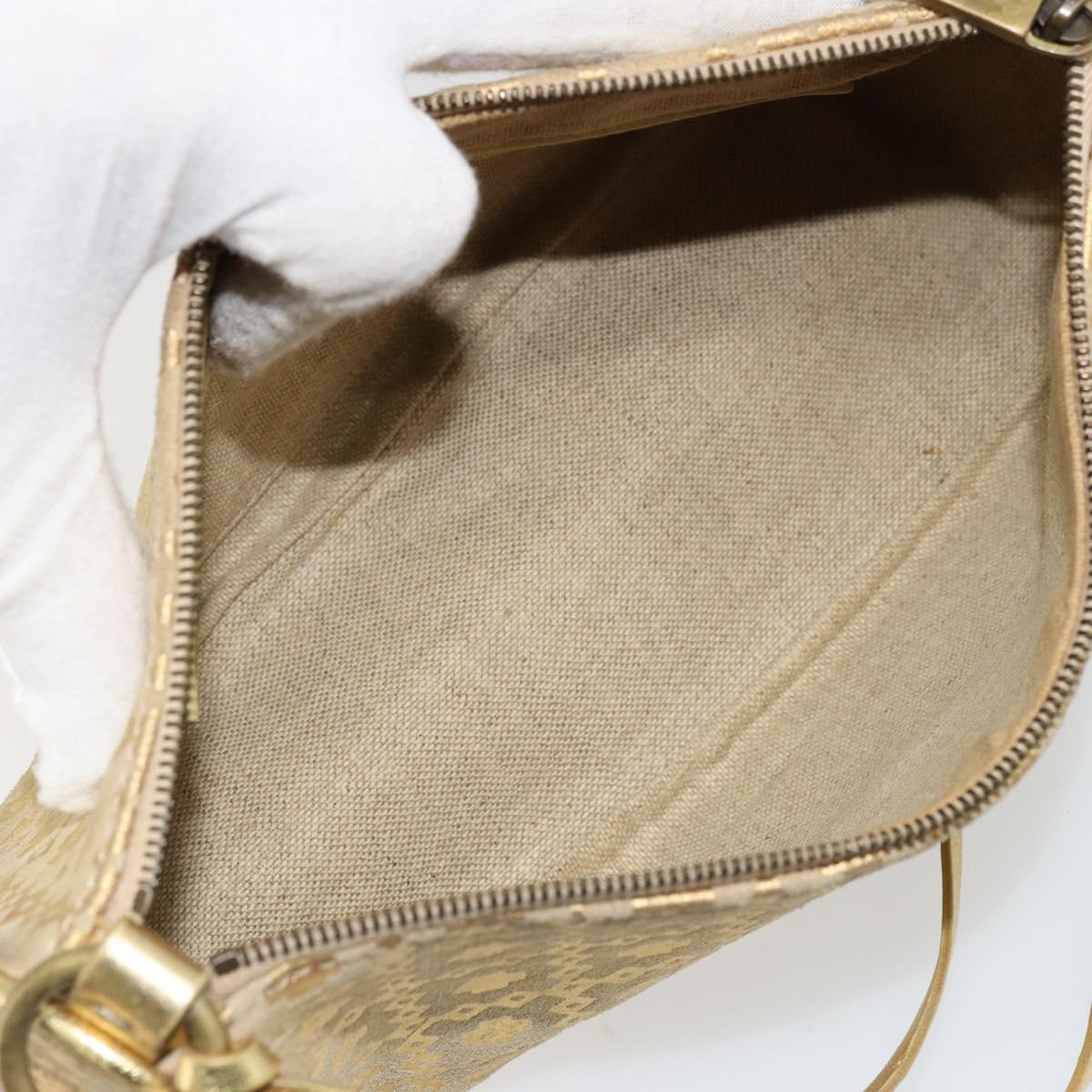 CELINE Shoulder Bag Suede Gold Auth 177291A