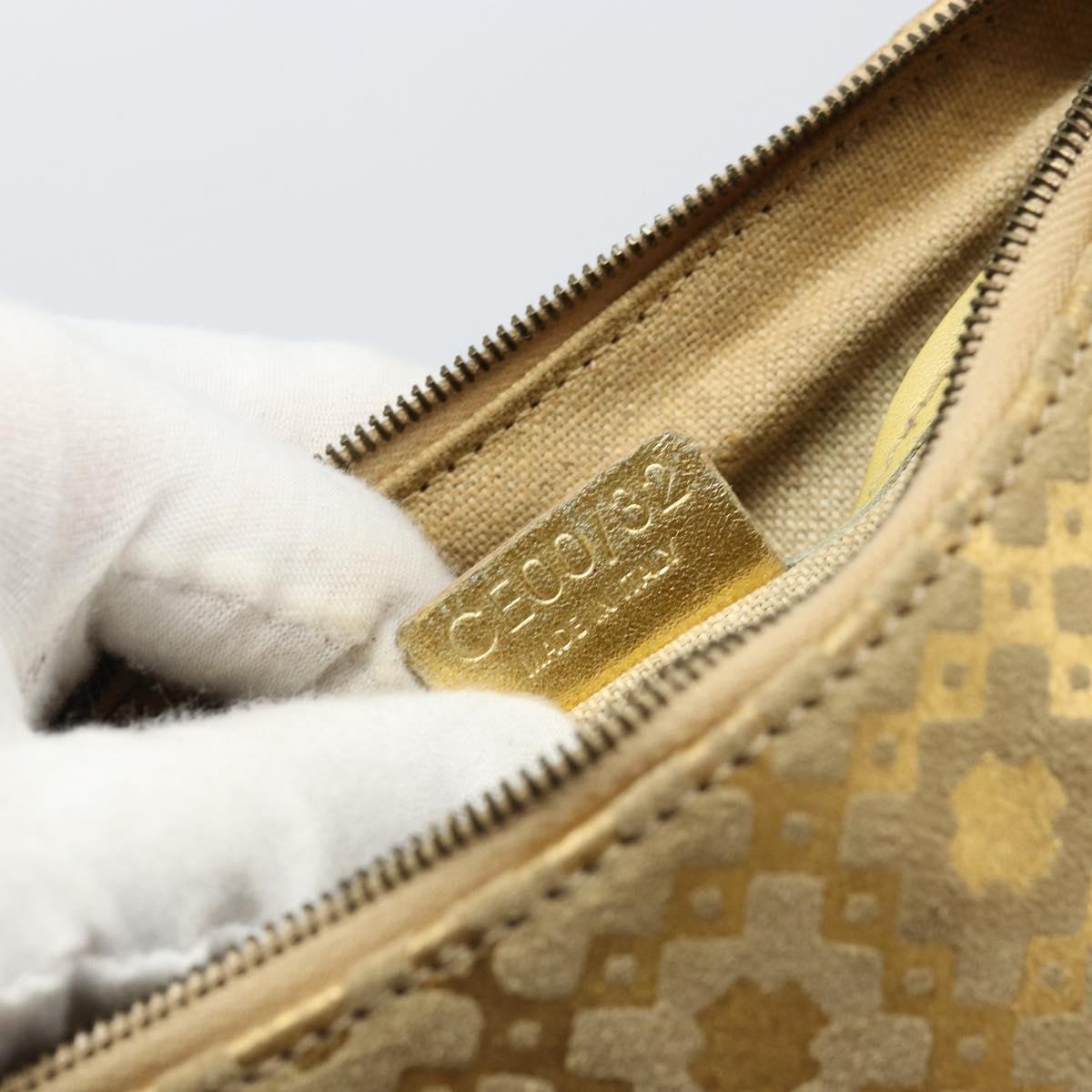 CELINE Shoulder Bag Suede Gold Auth 177291A