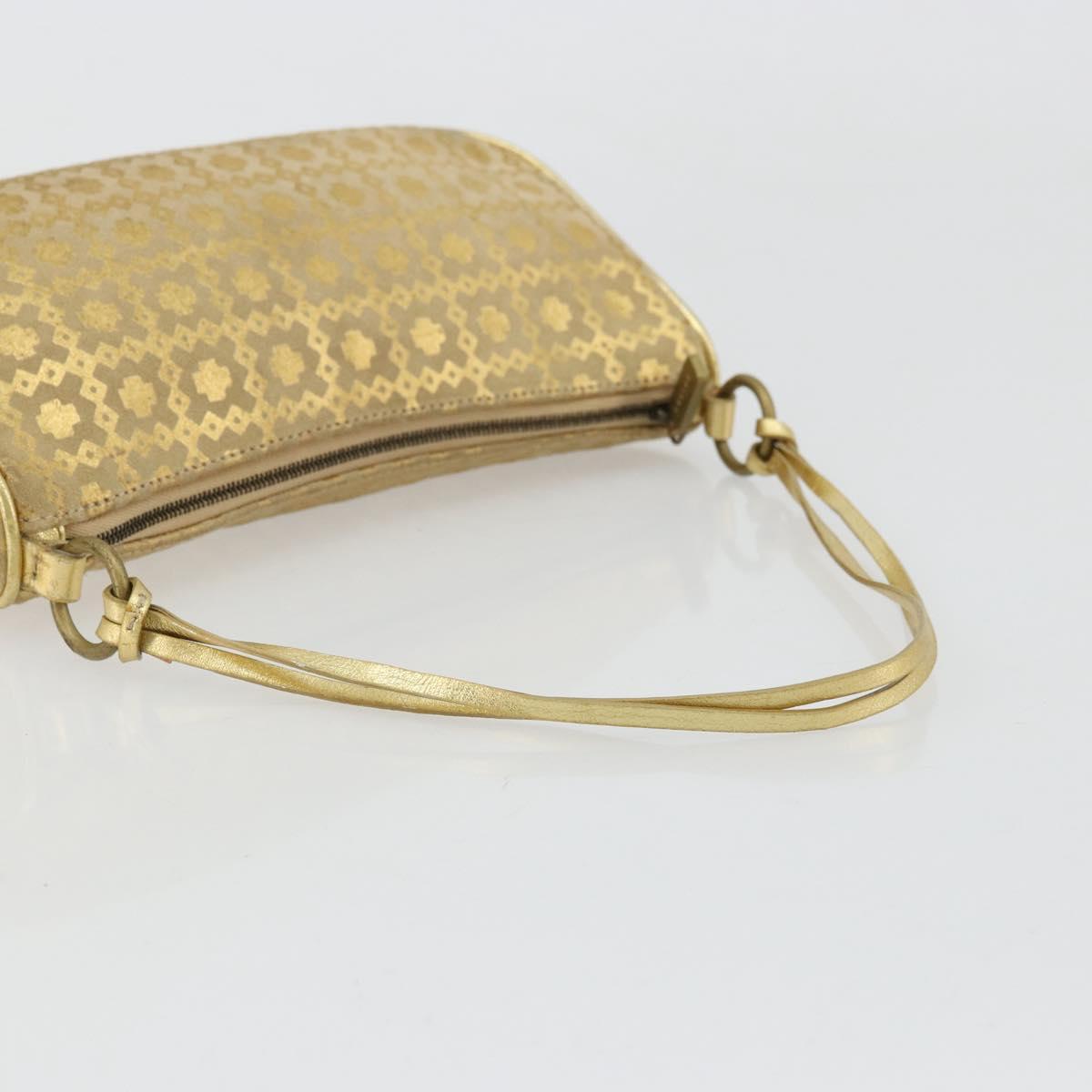 CELINE Shoulder Bag Suede Gold Auth 177291A