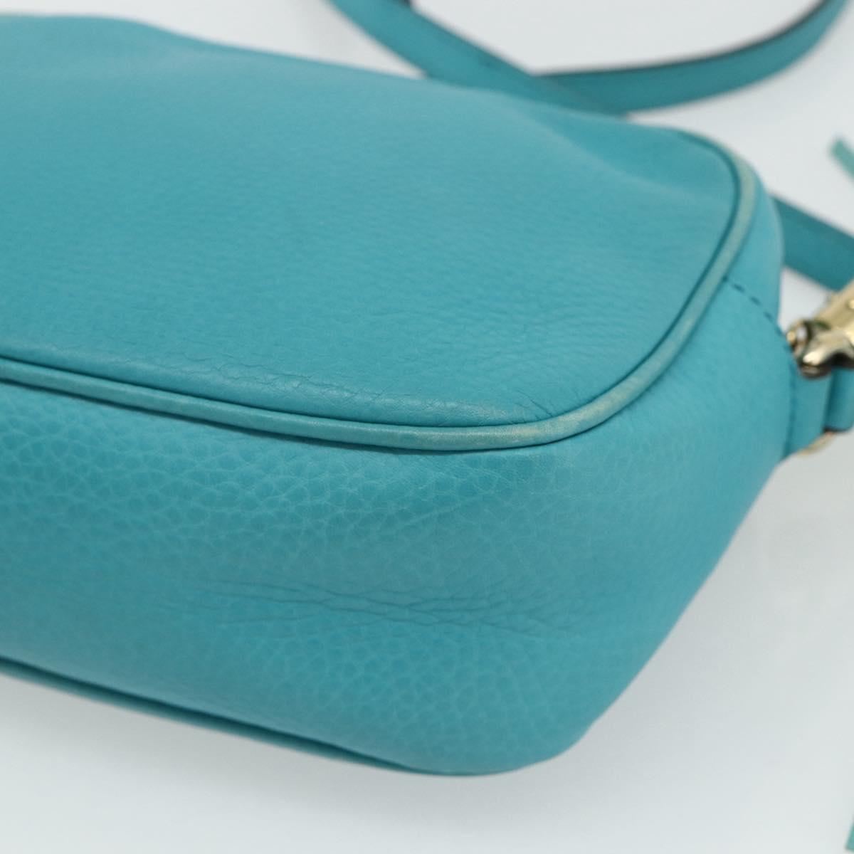 GUCCI Soho Shoulder Bag Leather Light Blue Gold 308364 Auth 177292A