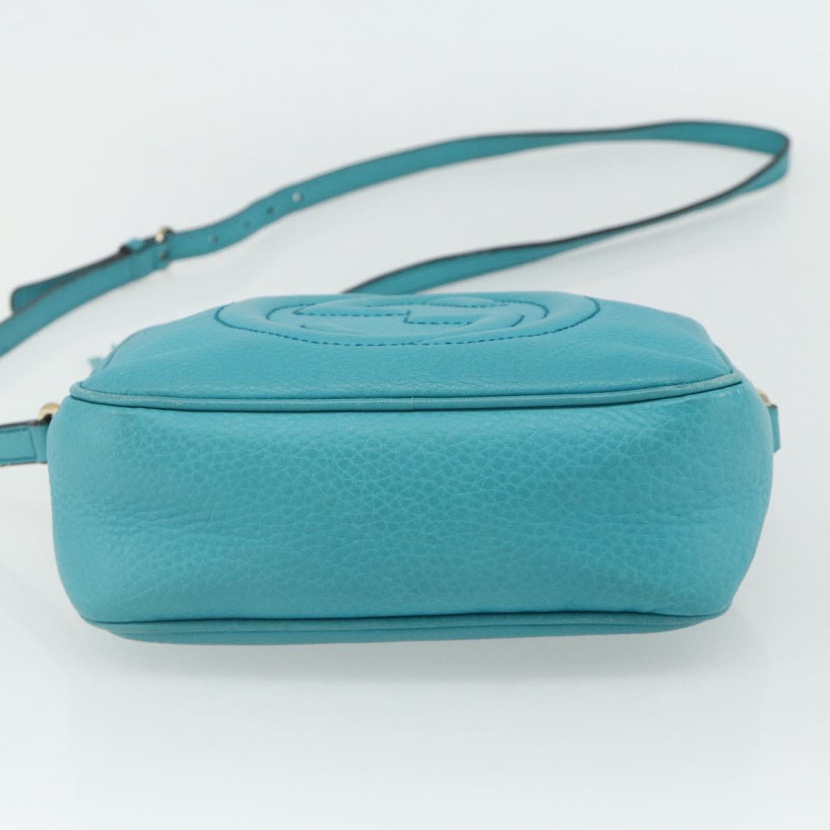 GUCCI Soho Shoulder Bag Leather Light Blue Gold 308364 Auth 177292A