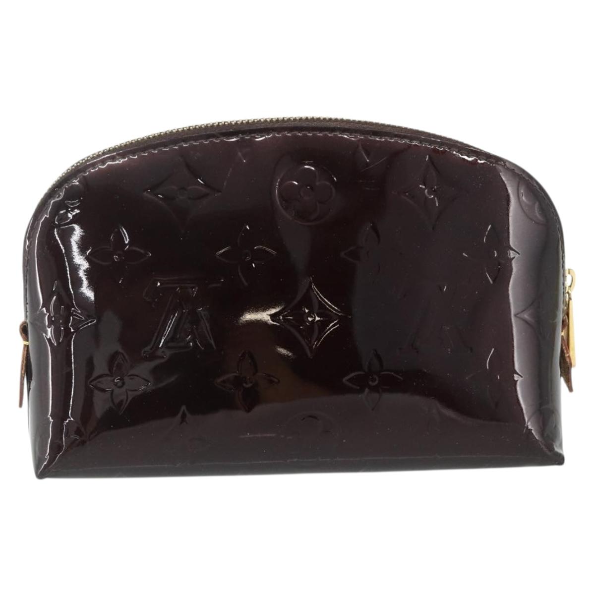 LOUIS VUITTON Vernis Pochette Cosmetic PM Pouch Amarante M91495 LV Auth 177298